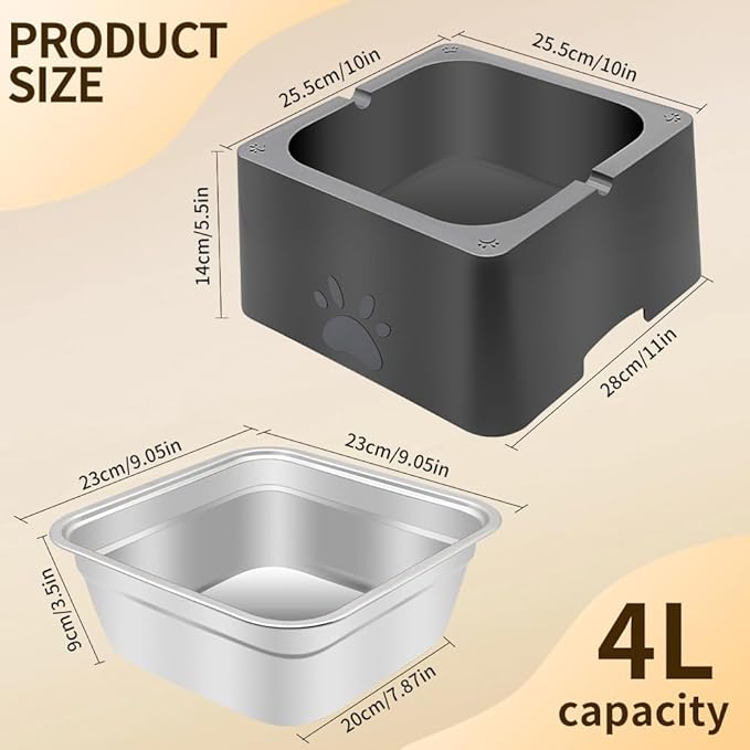 Pet Water Dispenser Dog Water Bowl for Large Dogs 4L Big Water Feeder Using Built-in Stainless Steel Bowl Easy to Clean and Disassemble, Outside Indoor Use for Pets & Dog Cat Chicken (Black, 4L)