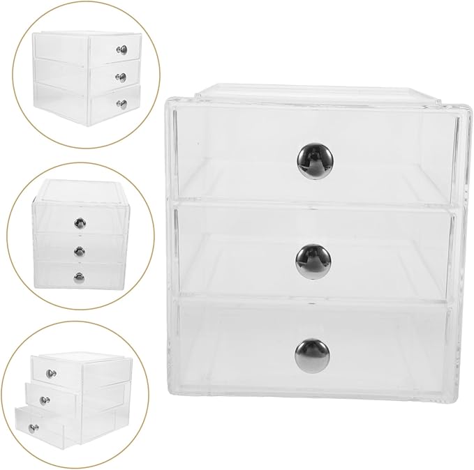 Multi-use 3-Tier Drawer Storage Box Acrylic Desktop Organizer Lids for Makeup Jewelry Office Sundry Stylish and Practical