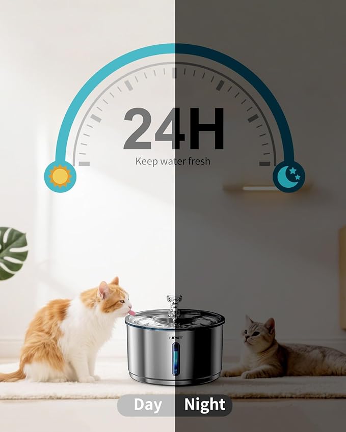 NPET Cat Water Fountain WF050TP 1.5L Automatic Stainless Steel 4L Pet Drinking Fountain Dog Water Dispenser WF210plus
