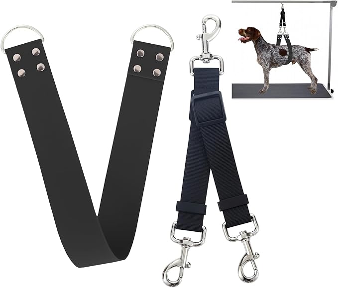 Pet Dog Grooming Belly Strap – 2 Inch Wide Waterproof Strong PVC Support Band, Grooming Loop Restraint for Pet Bathing & Grooming (Black-Short)