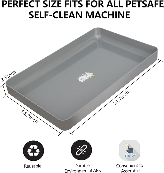 Reusable Litter Tray Compatible with Petsafe ScoopFree Cat Litter Box Tray,Self-Cleaning Cat Litter Boxes,with Free Scoop, New Designed Never Absorbs Odor, Stains, or Rusts,Easy Clean-Grey