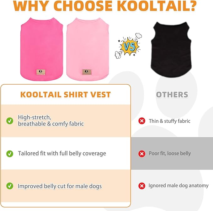 KOOLTAIL Girl Dog Clothes for Large Dogs, 2 Pack Cotton Fall/Winter Warm Dog T Shirts Coats for Outdoor, UV & Insect Protection Anti-Hair Loss & Lightweight Pet Vest Tank Tops Apparel, Pink & Rose,3XL