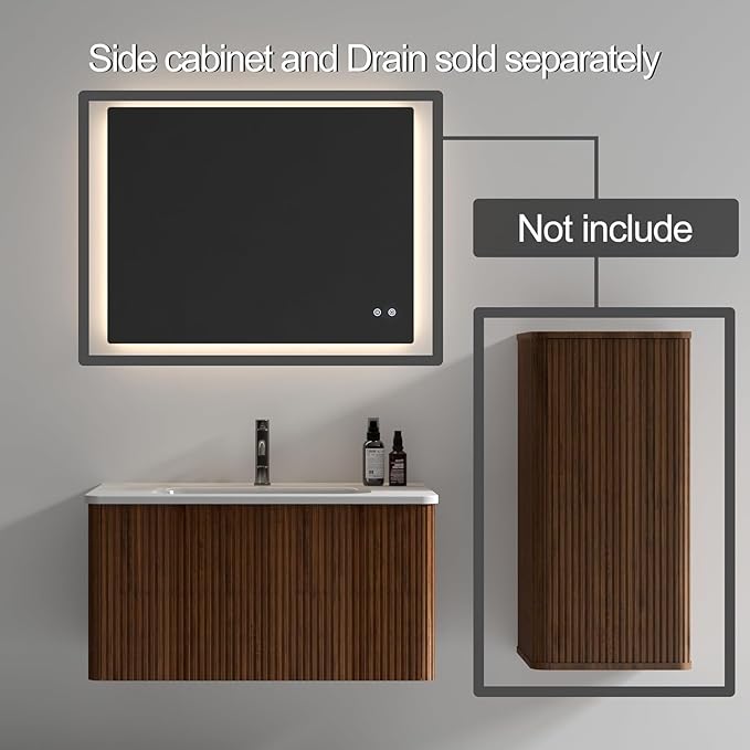 Bathroom Vanity with Sink,Large Storage Wall Mounted Floating Bathroom Vanity with Overflow for Modern Bathroom, One-Piece Sink Basin Minimalist Bathroom Sink Cabinet KD