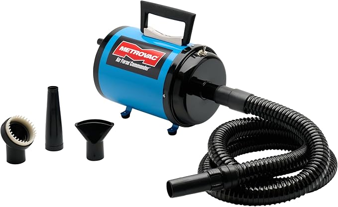 METROVAC - Air Force Commander 2 Speed Model: AFTD-1 802 Watts - Dog & Cat Hair Blow/Dryer - Air Dryer for Long and Short Hair - Blue