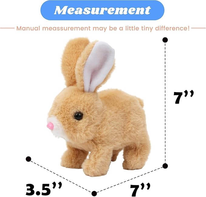 Easter Bunny Toy, Rabbit Interactive Hopping Electronic Pet Plush Bunny Toy with Sounds and Movements Animated Walking Wiggle Ears Twitch Nose (Brown+White)