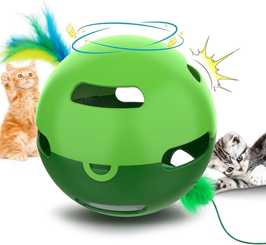 Interactive Cat Toy, Irregularly Rotating Feather Cat Toy Ball, Automatic Kitten Toy, Perfect for Bored Indoor Adult Cats