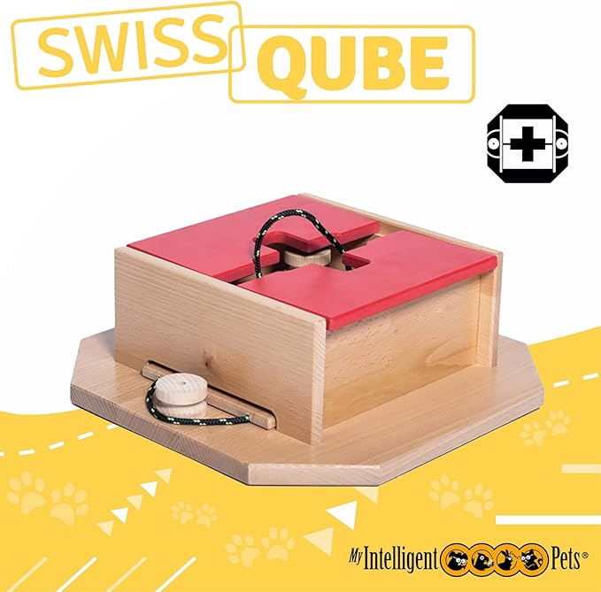 Swiss Qube - Interactive Dog Puzzle Toy, Engaging Slow Feeder and Sniffing Game for Mental Stimulation, Fun Brain Challenge for Smart Dogs