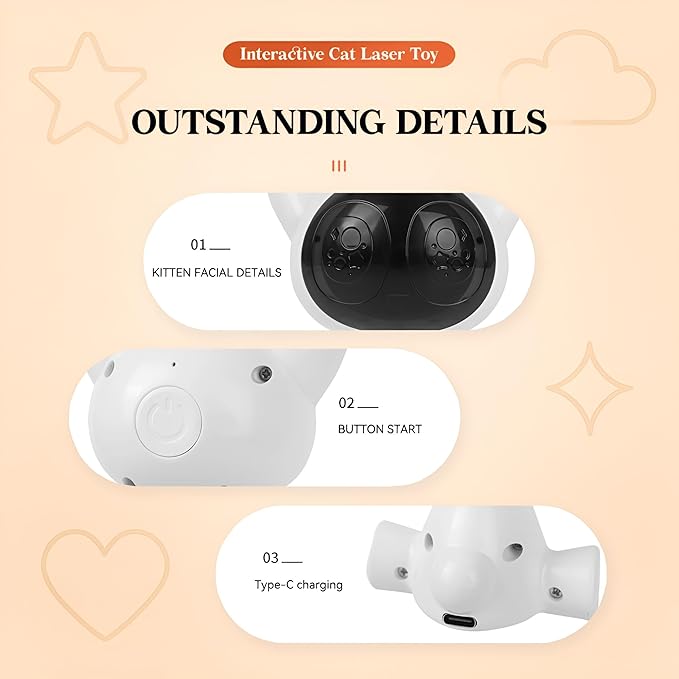 Interactive Cat Laser Toy for Indoor Cats – 360° Irregular Rotation, Rechargeable Automatic Pet Toy for Bored Indoor Adult Cats, Kittens, and Dogs
