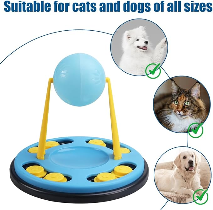 MiOYOOW Dog Puzzle Toy, Interactive Dog Slow Feeder Toy with Rotatable Food Dispenser Ball for Puppies Cats Playing Training