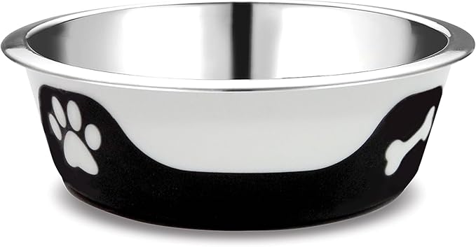 Thermocool Insulated Stainless Steel Pet Bowl - 16 Oz (Medium) Non-Slip Feeding Dish Reduces Sliding & Spills, Keeps Water Cold & Food Warm, Dishwasher Safe (Black)