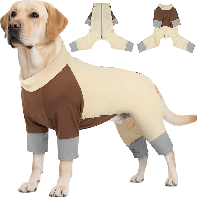 ROZKITCH Sun Screen for Dogs SPF 50 UV Dog Shirt for Sun Protection Breathable, Stretchy and Lightweight Shirt for Dogs Protect Your Pet from Harmful Sun Exposure Dog Pjs Large Breed YellowBrwon 5XL