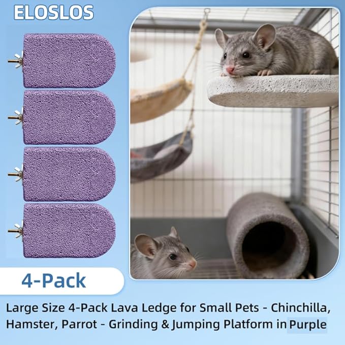 4 Pack Large Size Lava Ledge for Small Pets - Chinchilla, Hamster, Parrot - Grinding & Jumping Platform in Purple