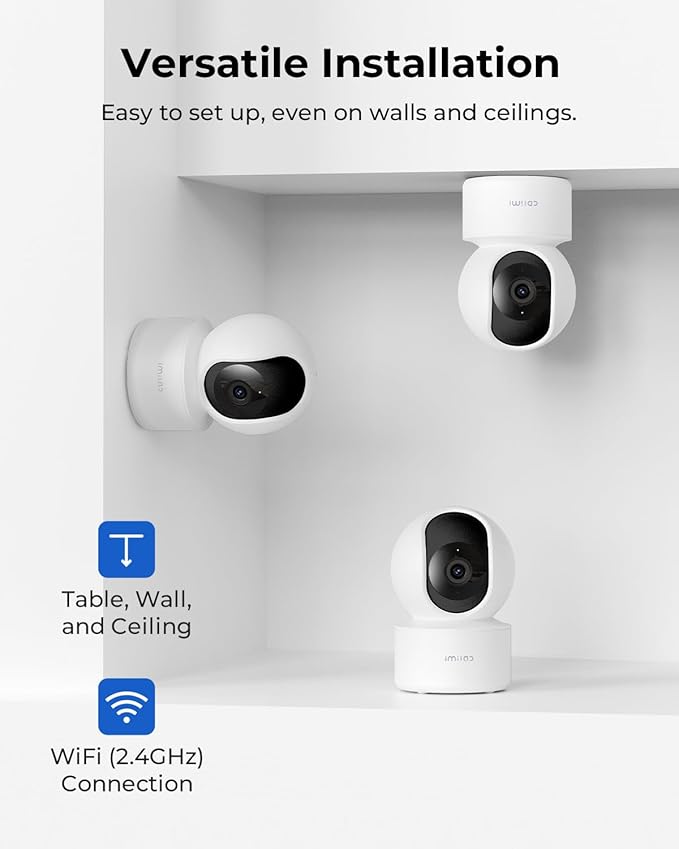 IMILAB C21 2.5K Security Camera Indoor 2 Pack, Room Camera for Bedroom 360° View, Pet Cam w/Phone App & Speaker, Indoor Cam for Dog/Kid/Baby/Elderly, Plug-in, 2.4GHz WiFi, Local/Cloud Storage