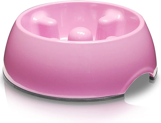 Dogit Go Slow Anti-Gulping Dog Dish, Slow Feeding Dog Bowl Suitable for Wet or Dry Food, Small, Pink