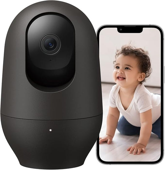 nooie 2K Baby Monitor, Baby Camera Monitor with Phone App, WiFi Indoor Camera for Home Security, AI Motion Tracking, Two-Way Audio, Compatible with Alexa, SD or Cloud Storage