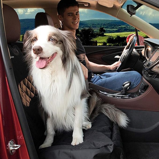Dog Car Seat Covers 100% Waterproof Car Seat Protector for Pets Front Seat Scratch Proof Non-Slip Durable for Cars,Trucks & SUVs (Black)
