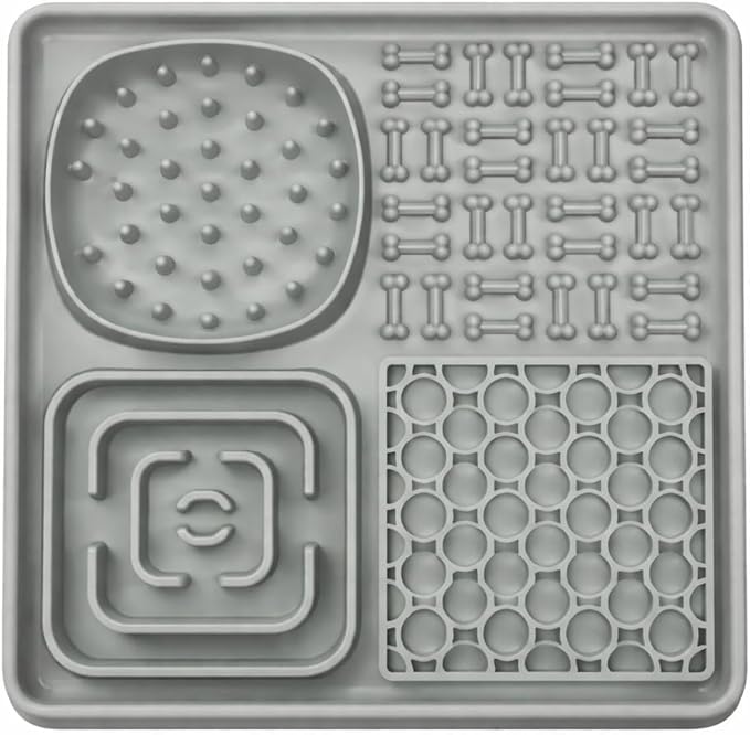 Hearth & Paw Silicone Lick Mat for Dogs – Slow Feeder & Enrichment Mat, Food-Grade 100% BPA-Free Silicone, Mental Stimulation,Better Digestions, Anxiety Relief, Multiple Colors Available (Gray)