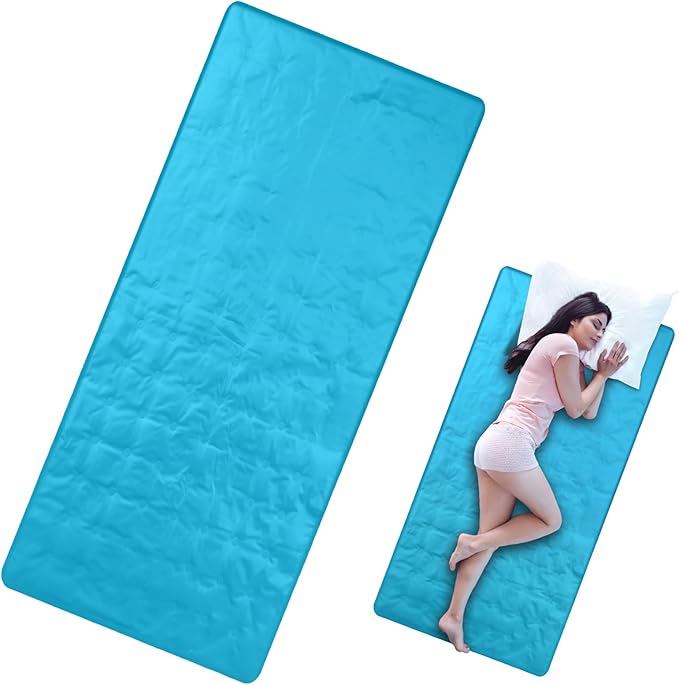 Cooling Pad Mat for Sleep Cooling Mattress Pad Gel for Bed, Relieve Pain, Summer Hot Flashes, Adult, Pets, No Water or Electricity Required(Plain,Light Blue,60 x 20 Inch)
