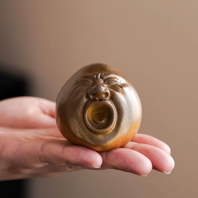 Color Changing Tea Pet, Tea Set Accessories Traditional Gongfu Tea Set Accessory, for Tea Lover Friends (yawn-Golden)