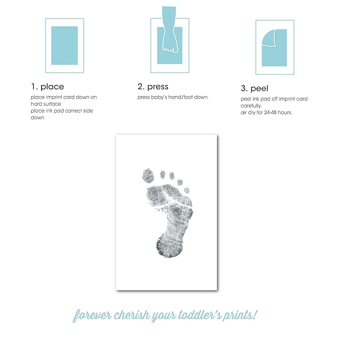 Pearhead M/L Clean-Touch Baby Ink Pad, No Mess Inkless Baby Safe Ink, DIY Handprint and Footprint Keepsake, Black, Medium/Large (Pack of 2)