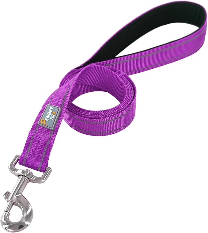 Reflective Dog Leash 6 FT Padded Handle Nylon Dogs Leashes for Medium Dogs Dark Magenta
