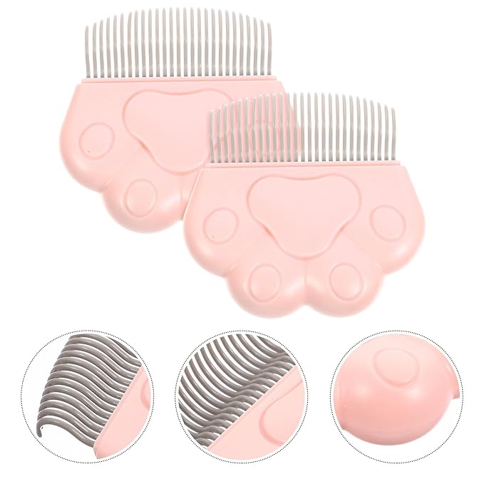 Mipcase 2pcs Cat Paw Design Pet Hair Removal Combs for Grooming, Detangling and Shedding Control, Blue Plastic Cat and Dog Brush Set for Indoor and Outdoor Pet Care