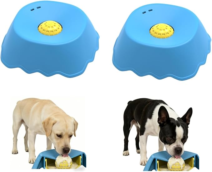 Slow Feeder Dog Bowls Interactive Dog Licking Toy & Lick Bowl for Dogs, Large Capacity Non-Slip Dog Lick Bowl for All Dogs (Blue&Blue)