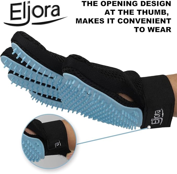 Pet Grooming Glove & Dematting Comb Set – Anti-Slip Handle Deshedding Comb+ Gentle Massage Glove (Pair) for Dogs & Cats (Gloves (Pair))