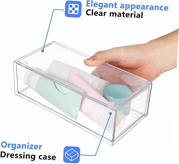 Mikinona 3pcs Makeup Case Organizer Storage Box Dividers Brush Cotton Swab Holder Desk Vanity Nail Polish Lipstick Skincare Acrylic