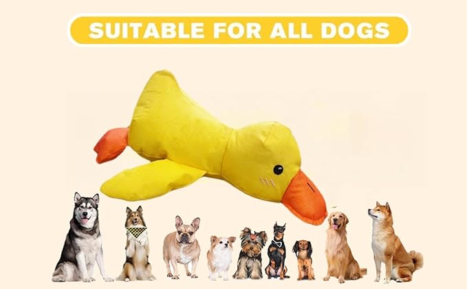 2025 Upgraded Mellow Dog Calming Duck Toy,Quack Yellow Stuffed Duck Dog Toy with Carrot,Interactive Chew Toy for Dogs Indoor Puppy (Oxfordcloth Yellow)