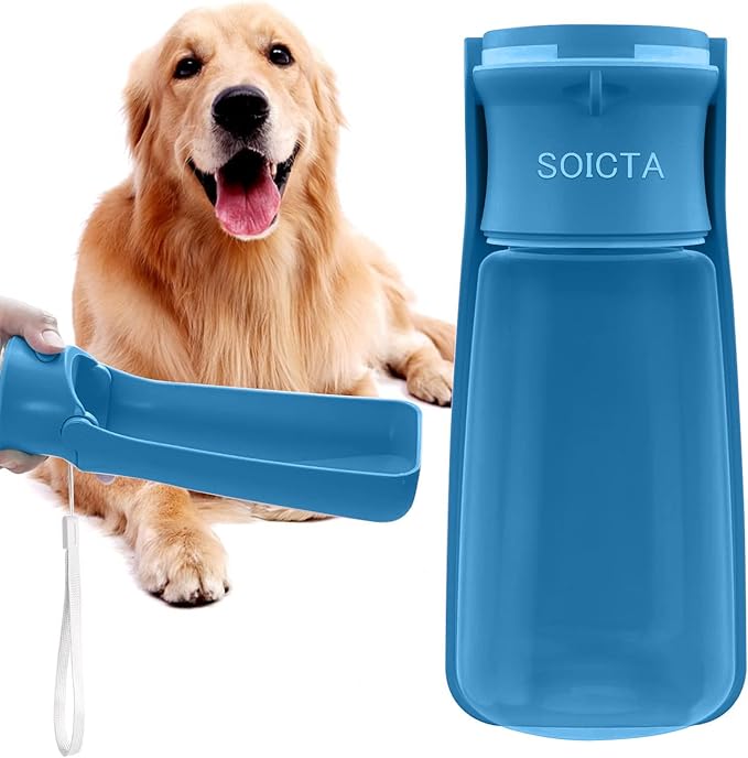 Portable Dog Small Animals Water Bottle for Walking 19 OZ or 12 OZ Pet Water Bottles for Puppy Medium Large Dogs Little Animals Water Dispenser Dog Small Animals Water Bowl (19OZ Dark Blue)