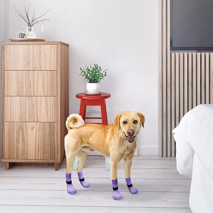 EXPAWLORER 6PCS Anti-Slip Dog Socks to Prevent Licking Paws,Dog Shoes for Hot Pavement,Best Paw Protector Traction Control on Hardwood Floor,Dog Booties for Puppy Small Medium Large Senior Dogs