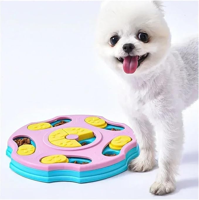 Interactive Dog Puzzle Toys - Slow Feeder IQ Enhancer for Puppies and Cats - Non-Slip Food Dispenser Training Game(B-Yellow)