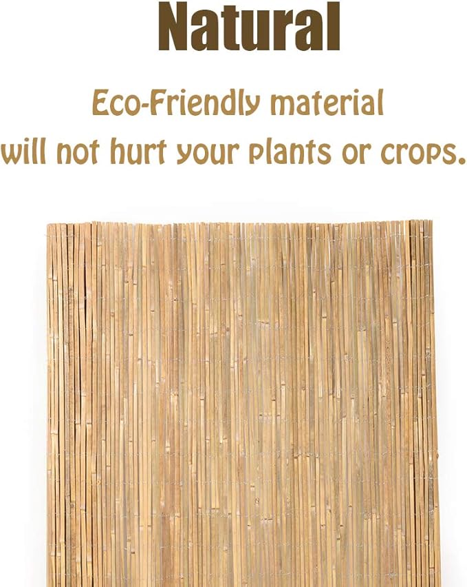 Mininfa Natural Bamboo Slat Screening, Eco-Friendly Privacy Slat Fence, Bamboo Screen Panel Roll for Balcony or as Wind and Sight Protection (1.2m x 4m)