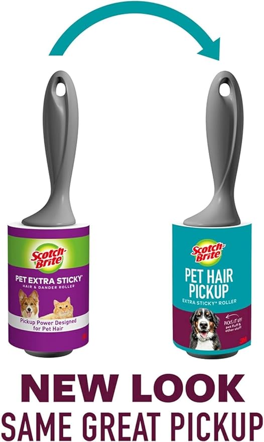 Scotch-Brite Pet Extra Sticky Hair Roller Refill, 3 Rolls, 48 Sheets - Designed for Pet Hair, Easy Tear Sheets, Safe on Fabrics, Total 144 Sheets in Pack, Weiß