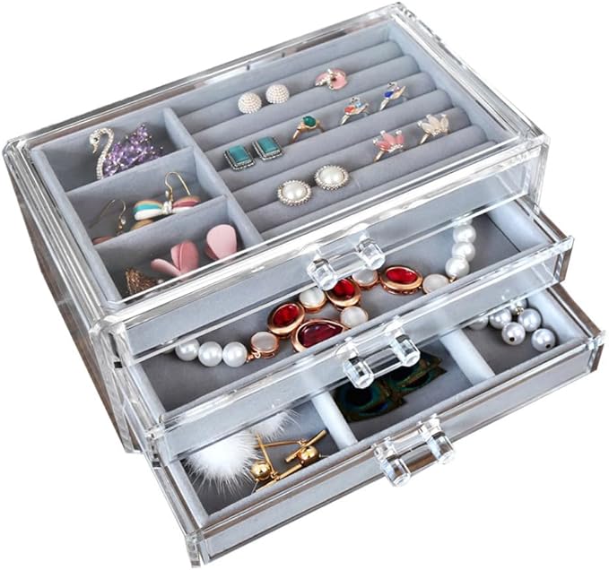 FRCOLOR Professional Makeup Organizer Box Acrylic Jewelry Storage Rack Makeup Case