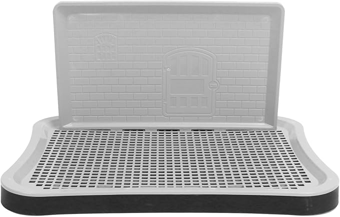 Asixxsix Dog Potty Training, 51x38x6cm Chew Resistant Mesh Pee Pad Holder, Indoor Outdoor Puppy Toilet Tray with Wall Mount System for Dogs and Puppies (Black)