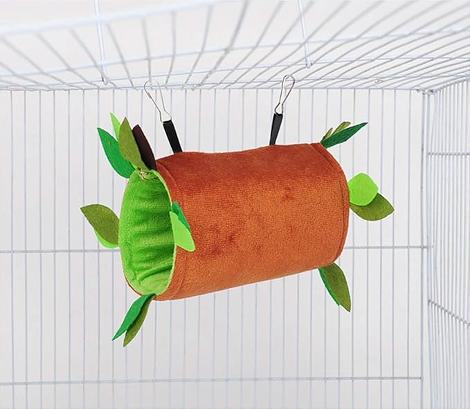 Hamiledyi 6 Pcs Hamster Hammock Small Animals Hanging Warm Bed House Organic Natural Apple Wood Chewing Stick Rat Cage Nest Accessories Toy Hanging Tunnel and Swing for Sugar Glider Small Hamsters Rat