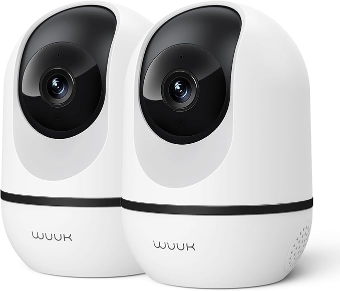 WUUK 4MP Indoor Security Camera, Pan Tilt Cam for Baby/Elder/Dog/Pet, Wi-Fi Home Security, Motion Detection & Tracking, Night Vision, 2-Way Audio, Compatible with Alexa & Google Home (2 Pack)