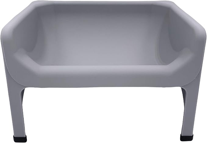 The Fluff Trough Set Elevated Dog Bowl Feeder for Healthy Posture & Digestion, Minimizes Neck Strain, Ideal Flat-Faced Pets, Vet Recommended, Dishwasher Safe, Gray, X-Large (Pack of 1)