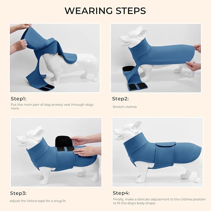Dog Anxiety Calming Vest Adjustable Turtleneck Thunder Shirt Jacket for Fireworks, Separation, Vet Visits, Pet Hoodie for Large Medium Dogs
