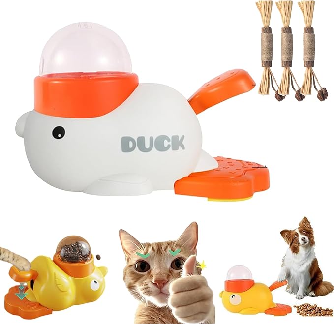 Dog Feeder Puzzle Toy Duck, Dog Treat Dispenser, Interactive Duck Cat Puzzle Feeders Toys, 2-in-1 Interactive Slow Feeder Puzzle Toy (B*2)