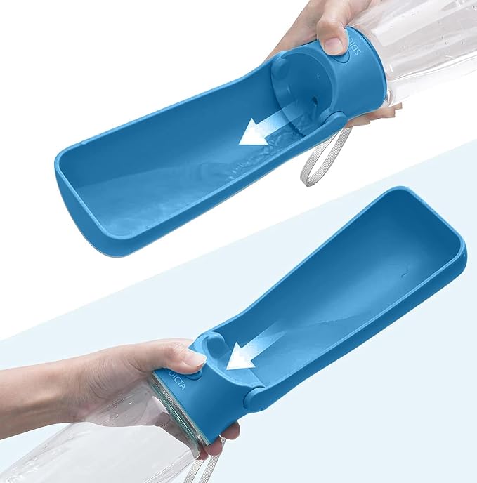 Portable Dog Small Animals Water Bottle for Walking 19 OZ or 12 OZ Pet Water Bottles for Puppy Medium Large Dogs Little Animals Water Dispenser Dog Small Animals Water Bowl (19OZ Dark Blue)