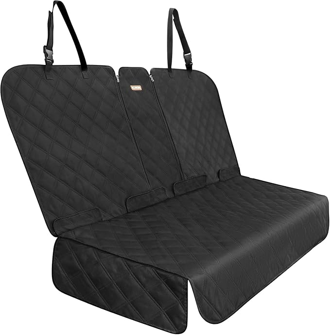 Back Seat Cover - 900D Oxford Waterproof Car Seat Protector, Fits Cars/SUVs/Trucks, Split Bench, Non-Slip, Dog/Kid Proof, Easy Clean(Black)