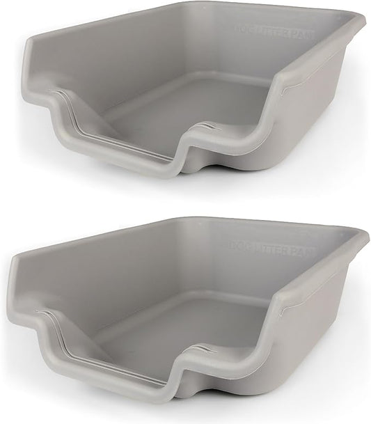 KittyGoHere Senior Cat Litter Box, Jumbo Litter pan, Open Top Low Entrance Kitty Litter Box, Lightweight Low Entry Litters Box, Durable, Made in USA (2 Pack - Misty Gray)