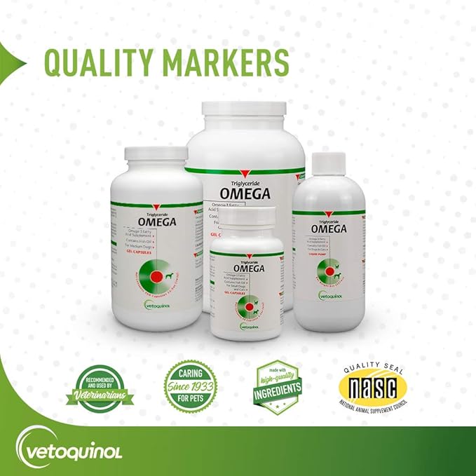 Vetoquinol Triglyceride Omega Dog Supplement Capsules, Medium-Breed: 30-60 lbs, 60ct