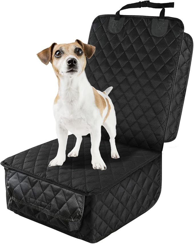 PETICON Waterproof Front Seat Car Cover, Full Protection Dog Car Seat Cover with Side Flaps, Nonslip Scratchproof Front Seat Cover Fits for Cars, Trucks, SUVs, Jeep