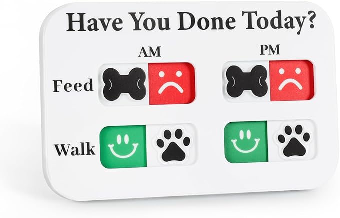 YAUYIK Pet Feeding Reminder, Magnetic Reminder Sticker, AM/PM Daily Indication Chart Feed/Walk Your Pets, Fridge Magnets and Double Sided Tape, Helps You to Track Pet Feeding & Walking (White)