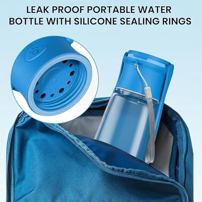 Portable Dog Water Bottle for Walking – 19oz / 12oz Foldable Pet Water Dispenser for Puppies, Medium & Large Dogs – Leak Proof Travel Water Bowl for Small Animals Dog Accessories(19OZ Dark Blue)