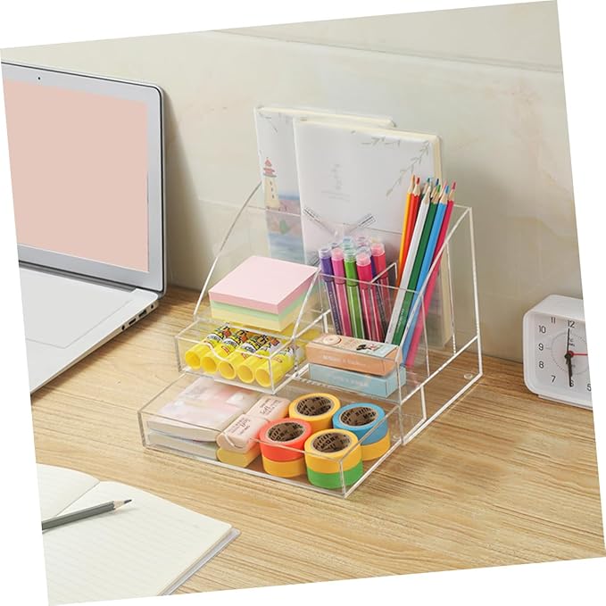 Compartment Storage Box Transparent Acrylic Desktop Organizer for Office Supplies Makeup Jewelry and Accessories Multi Drawer Storage for Use
